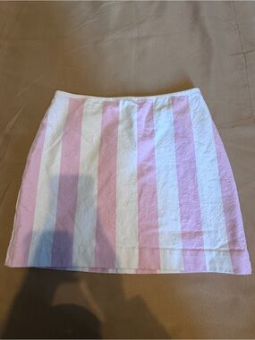 Madewell Pink and White Vertical Stripe Mini Skirt